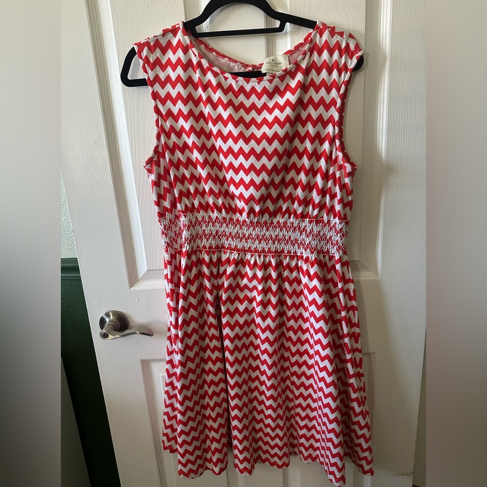 Kate Spade Orange and White Chevron Dress